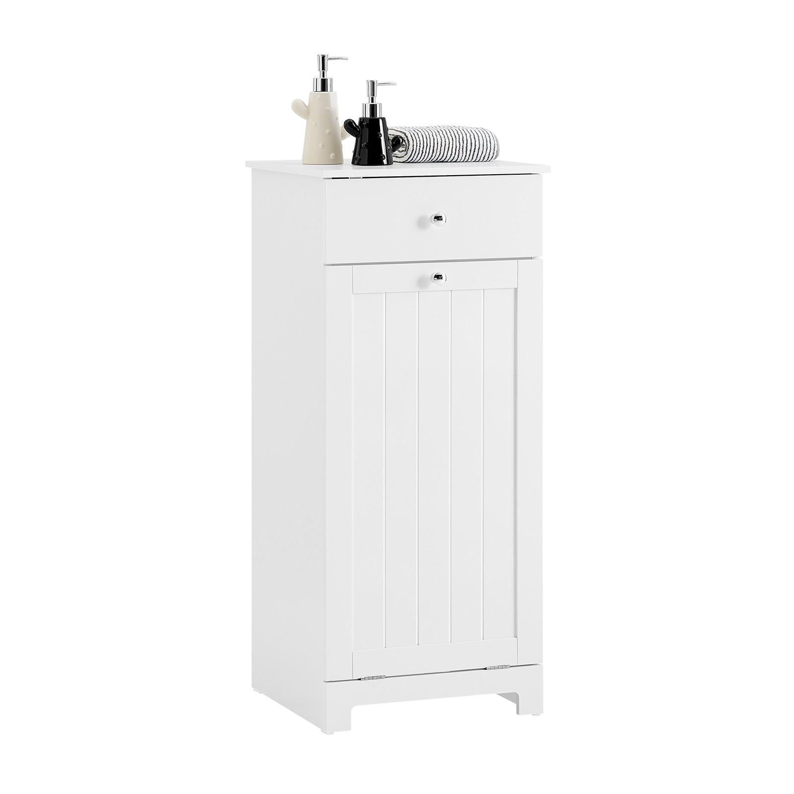 WÄSCHESCHRANK mit Schublade Weiß 40x38x90cm - Weiß, Holzwerkstoff (38/90/40cm) - SoBuy