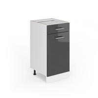 UNTERSCHRANK R-Line Anthrazit Hochglanz 40 cm mit Schublade, ohne AP - Schwarz Hochglanz/Weiß, Holzwerkstoff (40/81.6/46cm) - Vicco