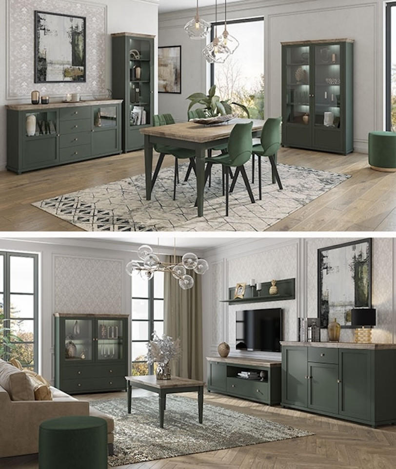 WANDREGAL Elda Grün 177 / 25 / 32cm - Grün, Holz/Holzwerkstoff (177/32/25cm) - Feldmann-Wohnen