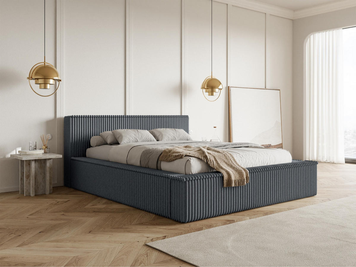 POLSTERBETT AFFOLIO Grau 180x200 cm - Schwarz/Grau, Holz/Textil (180/200cm) - Selsey