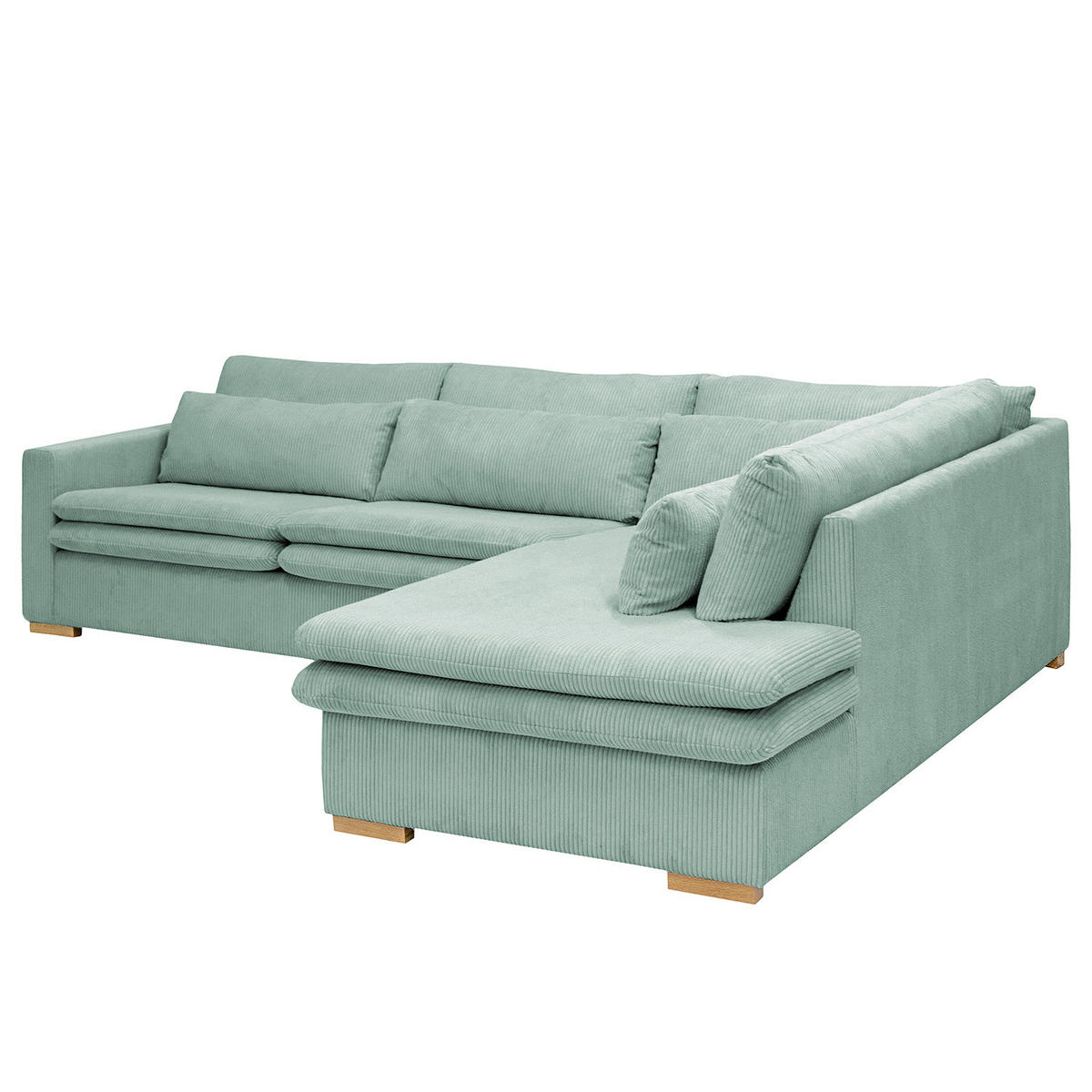 ECKSOFA mit Ottomane - Blau, Textil (299/216cm) - home24