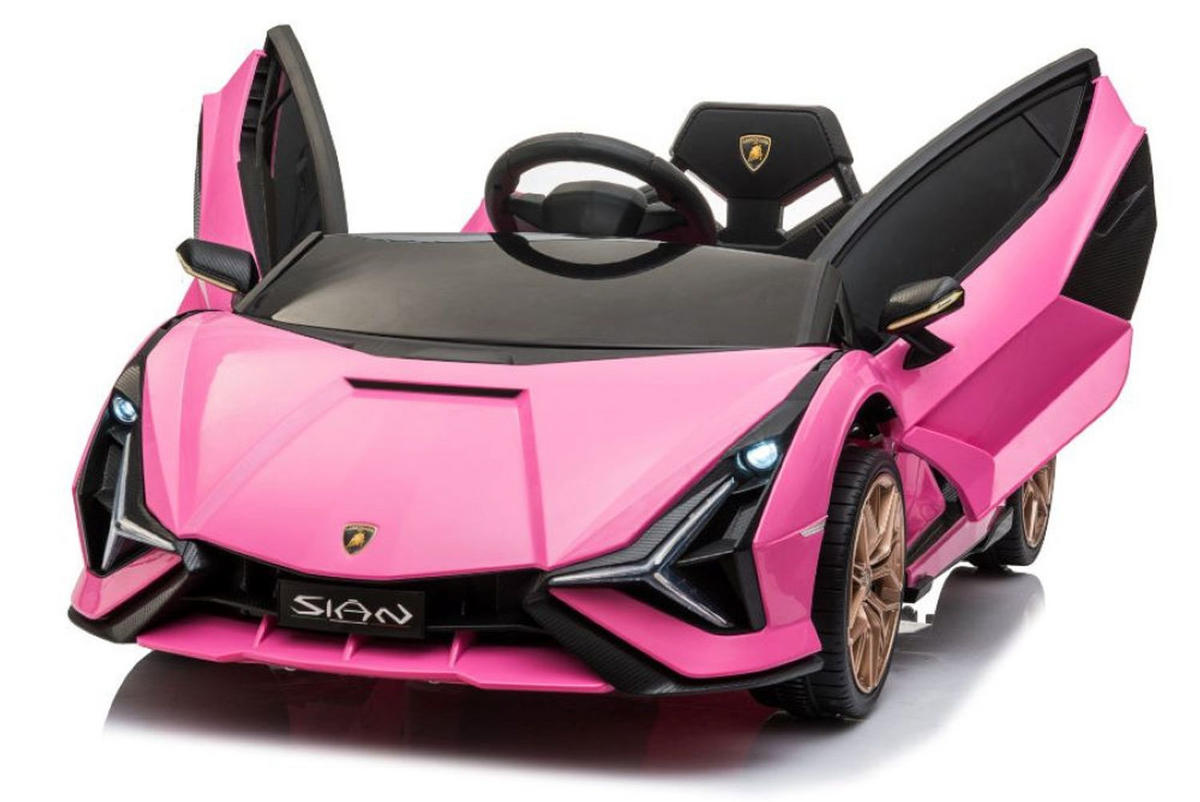KINDER ELEKTROAUTO Lamborghini Sian pink Flügeltüren, Kunstledersitz, LED-Scheinwerfer, Fernbedienung - Rosa, Kunststoff (108/62/40cm) - Es-Toys