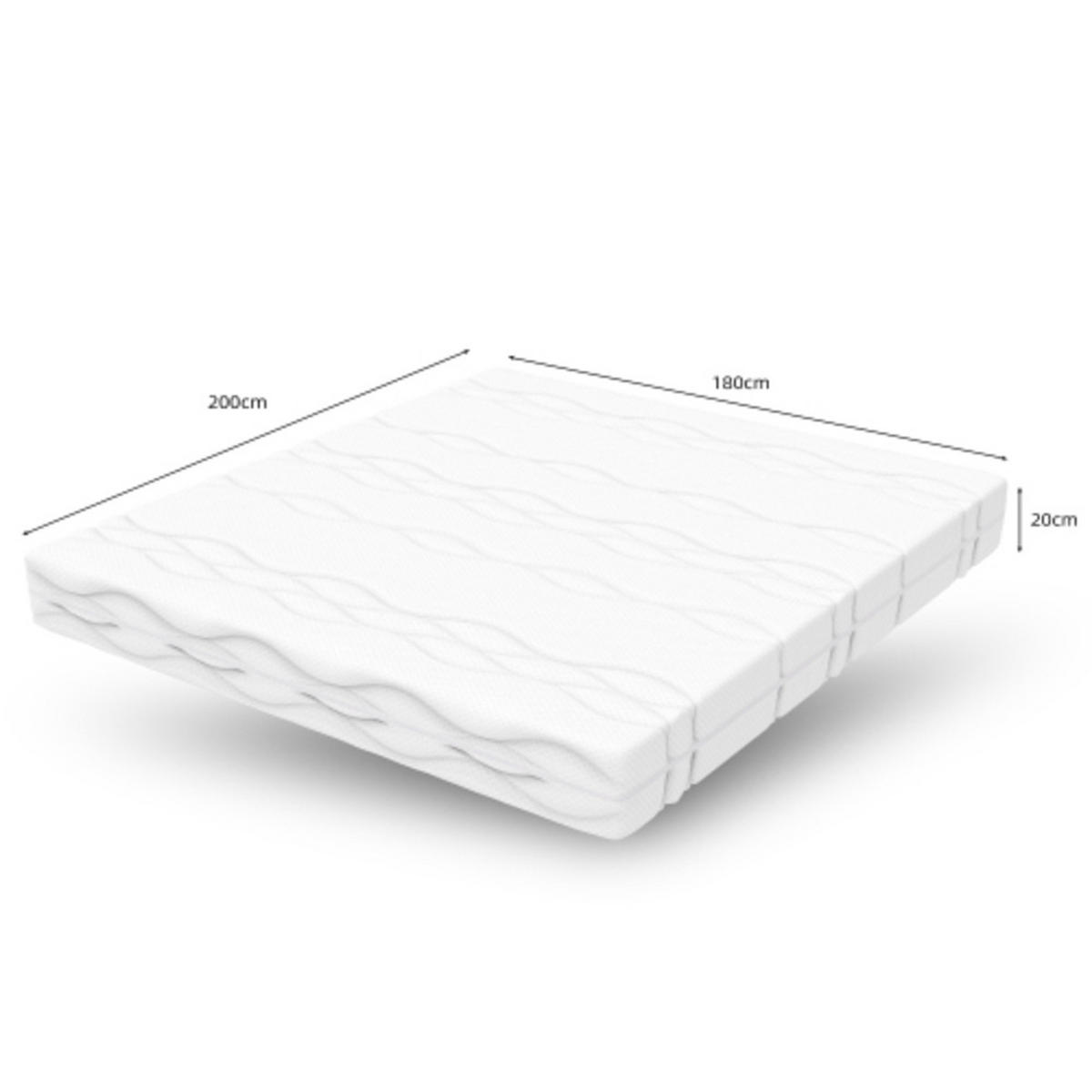 TASCHENFEDERKERNMATRATZE 180×200cm mit 7-Zonen-Schaum, beidseitigem Liegekomfort und abnehmbarem Bezug, weiß & grau - Weiß, Kunststoff - Luhomfu