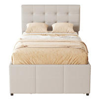 BETT mit Ausziehbett und 3 Schubladen 90x200 cm Leinen Beige - Beige, Holz (90/200cm) - Meubliv