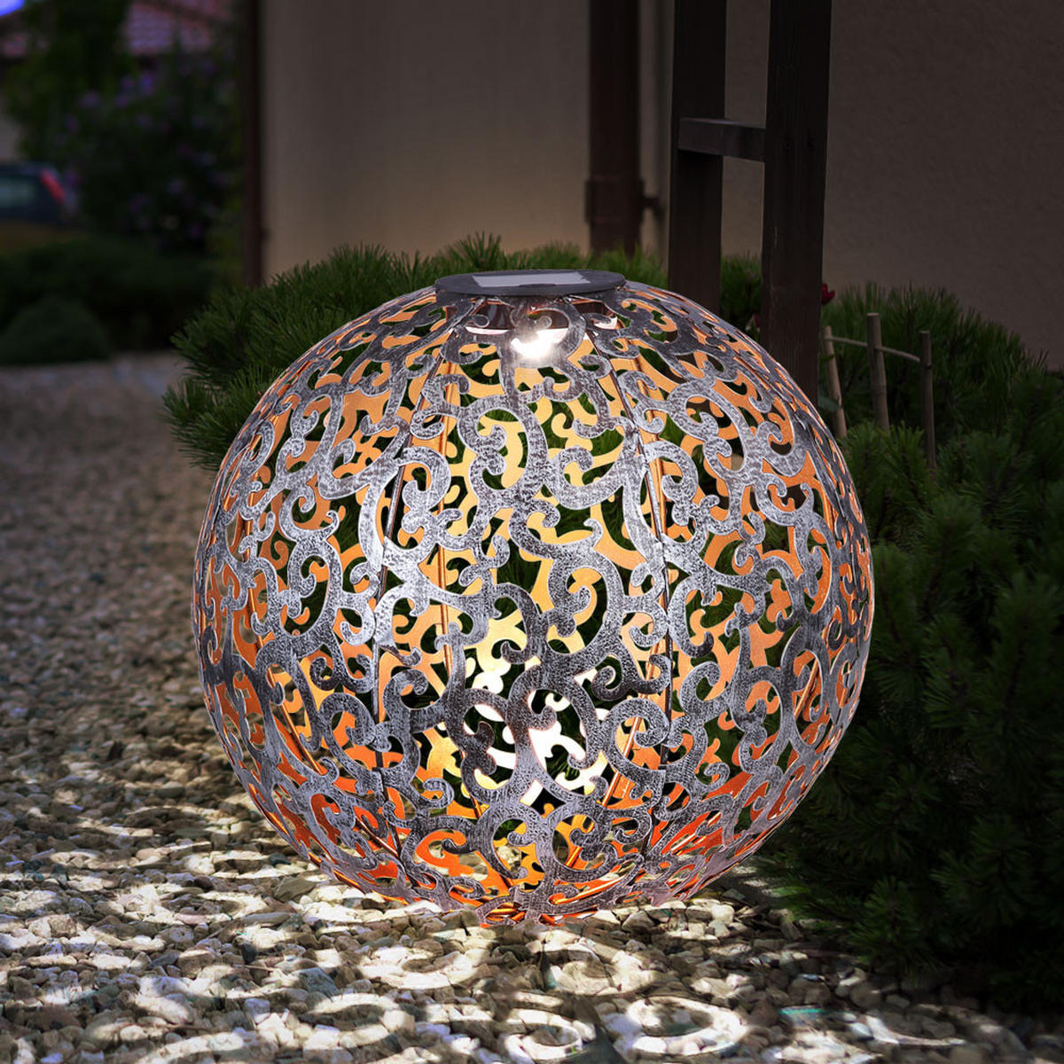 LED AUSSENLEUCHTE Kugel Schwarz - Schwarz, Metall (28.5/28.5/40cm) - Globo Lighting