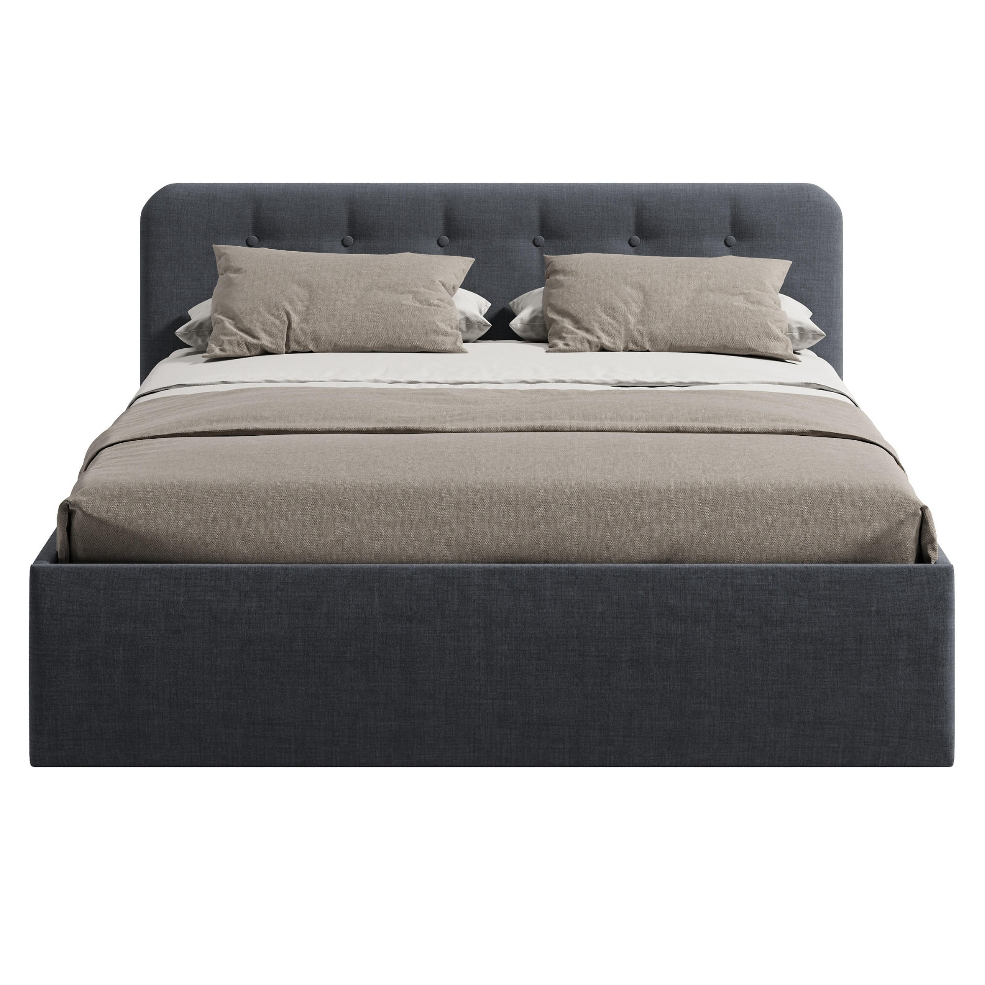 POLSTERBETT mit verstellbarem Lattenrost & Bettkasten, Bonnell-Matratze, 180 x 200 cm in Anthrazit - Anthrazit, Holzwerkstoff/Textil (180/200cm) - Home Collective