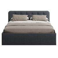 POLSTERBETT mit verstellbarem Lattenrost & Bettkasten, Bonnell-Matratze, 180 x 200 cm in Anthrazit - Anthrazit, Holzwerkstoff/Textil (180/200cm) - Home Collective