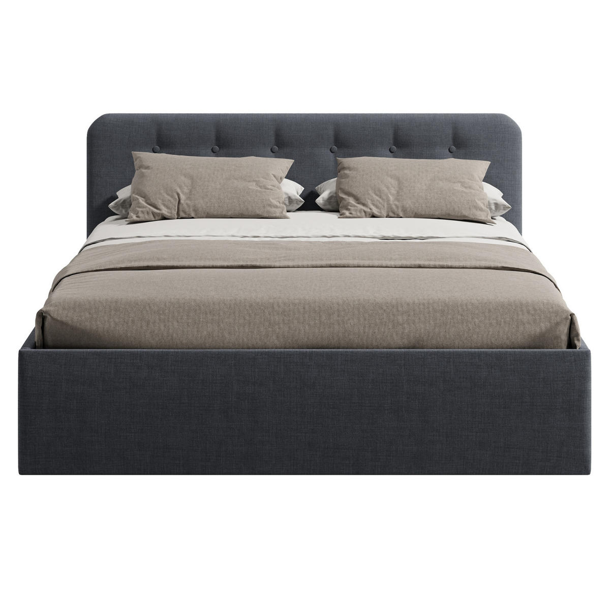POLSTERBETT mit verstellbarem Lattenrost & Bettkasten, Bonnell-Matratze, 180 x 200 cm in Anthrazit - Anthrazit, Holzwerkstoff/Textil (180/200cm) - Home Collective