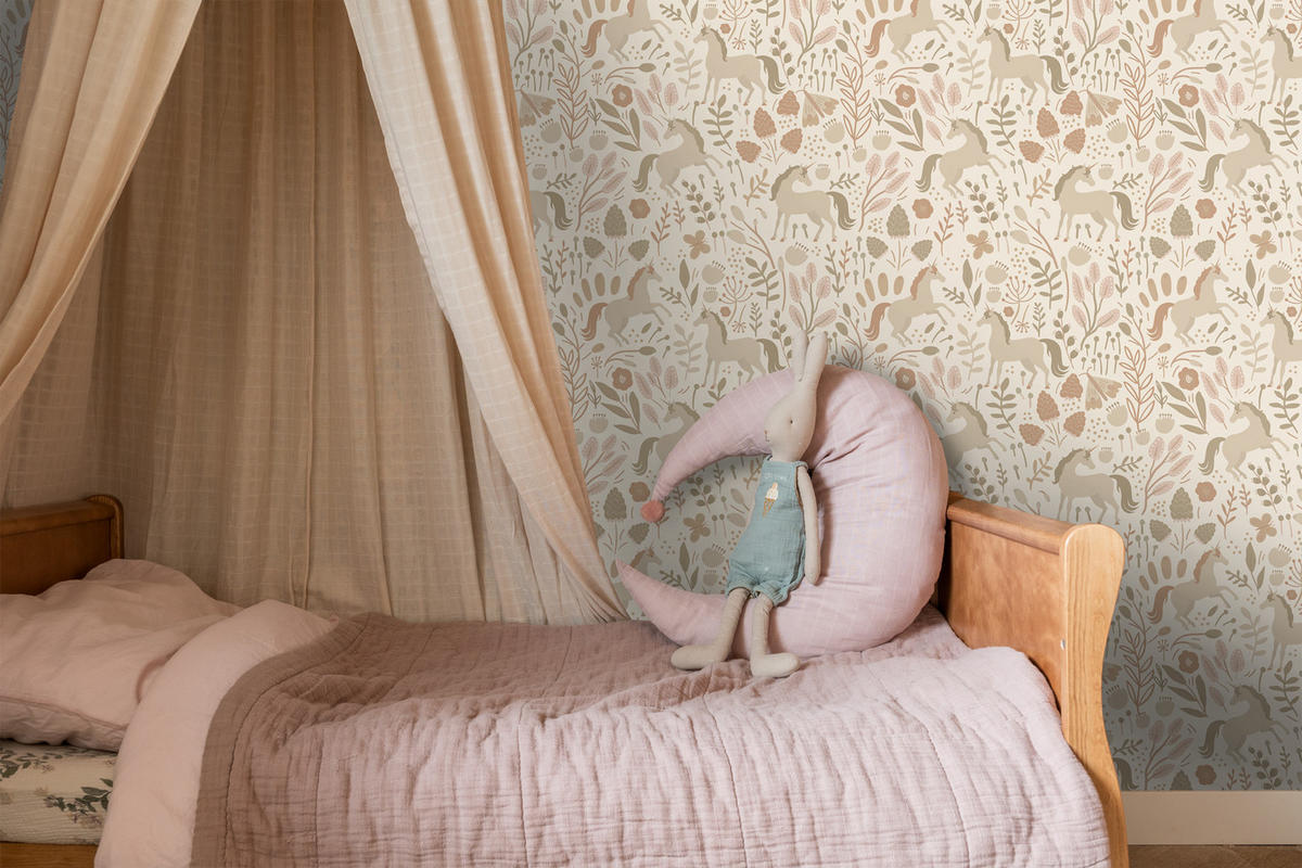 TAPETE Einhörner 53 cm x 10.05 m - Beige, Papier (53/0.1cm) - ESTAhome