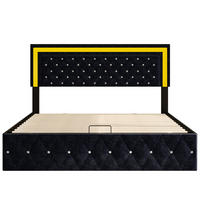 POLSTERBETT 140x200 cm Bettkasten Samt Knopfheftung schwarz - Schwarz, Holz (140/200cm) - LEBENLANG