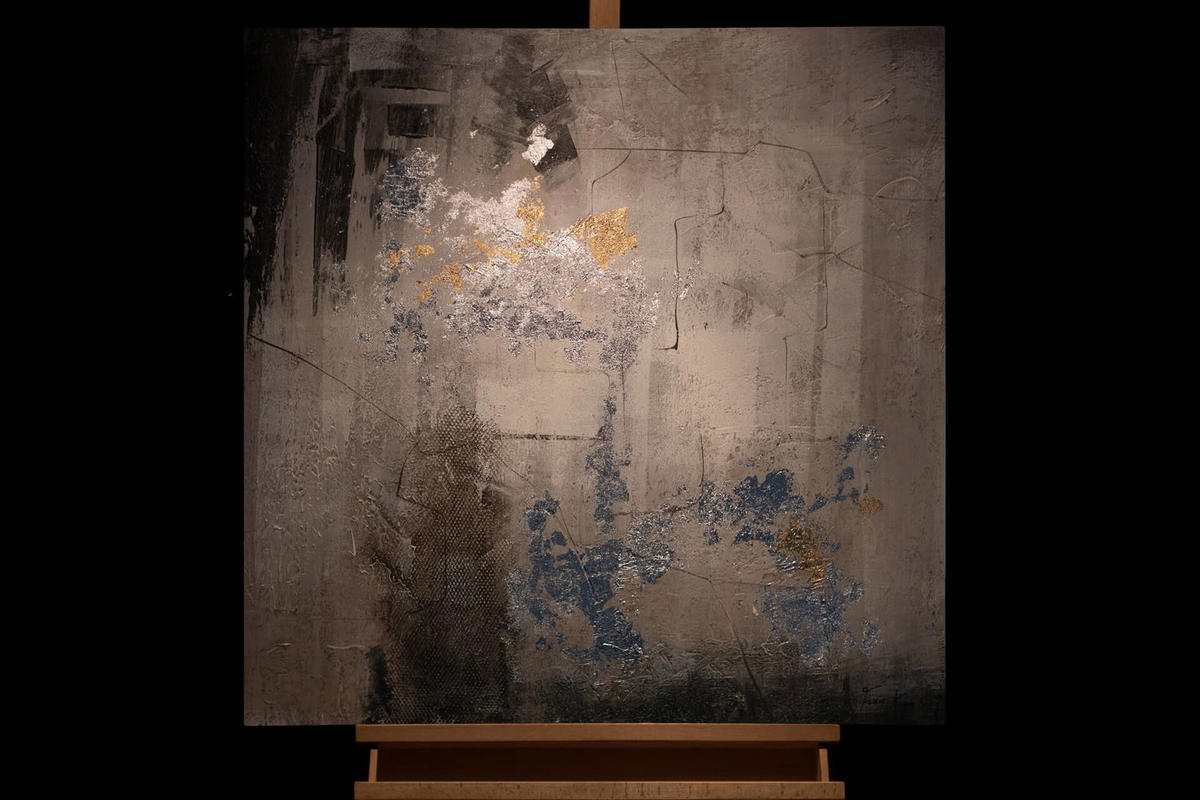 ÖLGEMÄLDE 80/80 cm - Grau, Holz/Textil (1.67/80cm) - KUNSTLOFT