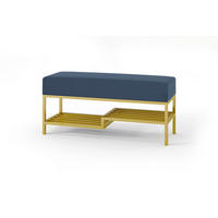 POLSTERBANK MELLO 80 Dunkelblau, Goldenes Gestell - Goldfarben/Dunkelblau, Textil/Metall (80/45/35cm) - Bettso