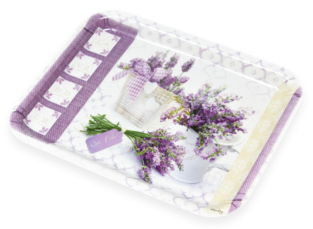 TABLETT Lavendeltraum, rechteckige Melamin Serviertablett 31x23 cm - Flieder, Kunststoff (23/2/31cm) - Lashuma