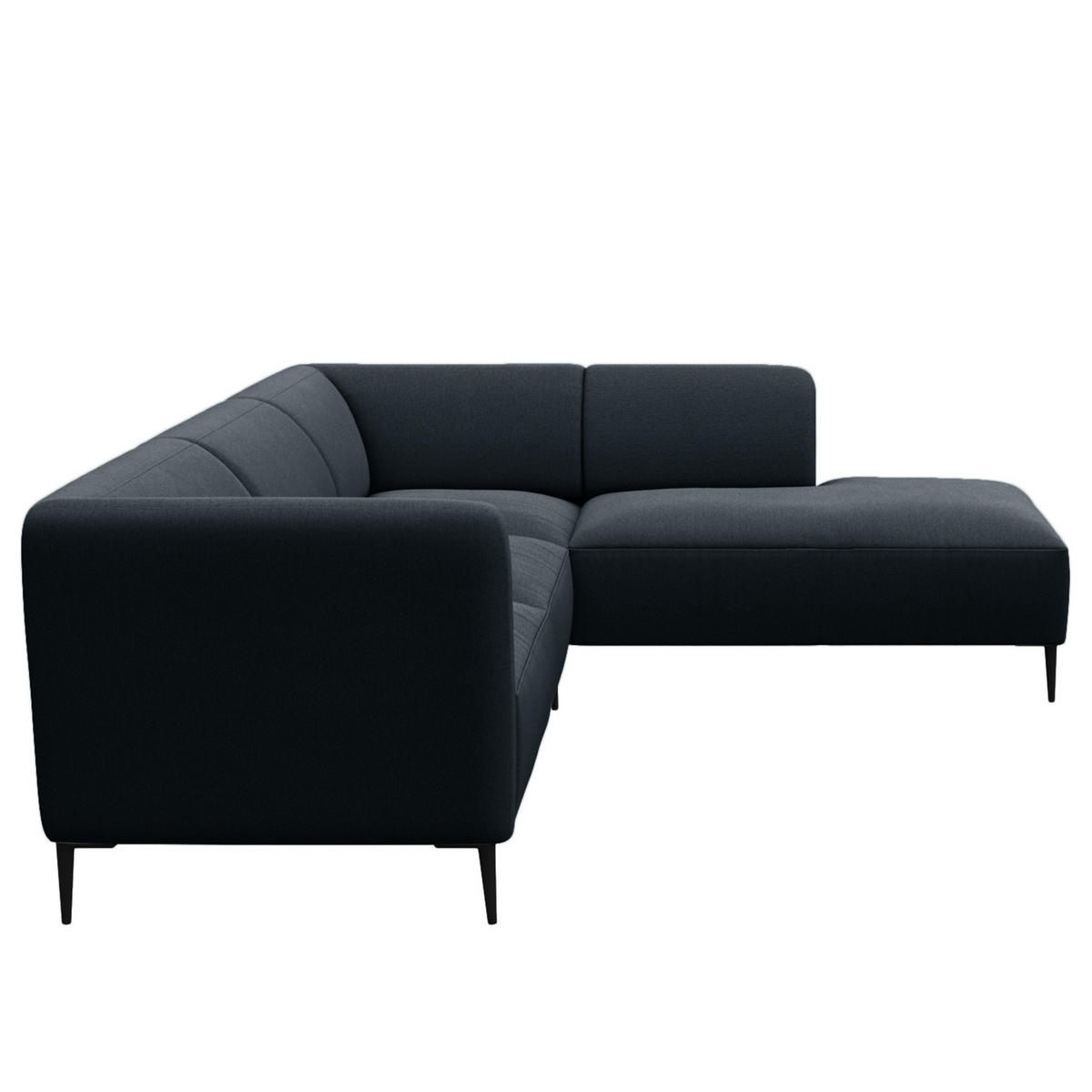 2,5-SITZER ECKSOFA mit Ottomane - Schwarz/Grau, Textil/Metall (252/205cm) - home24