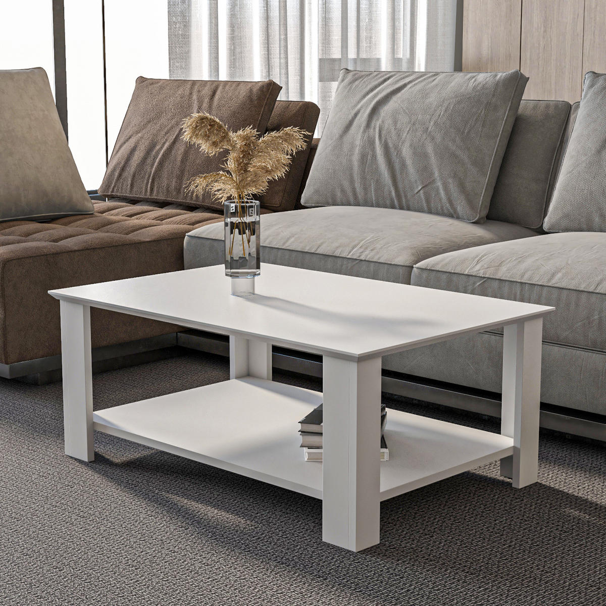 COUCHTISCH Leroy Weiß - Weiß, Holzwerkstoff (90/60/37cm) - Decorotika