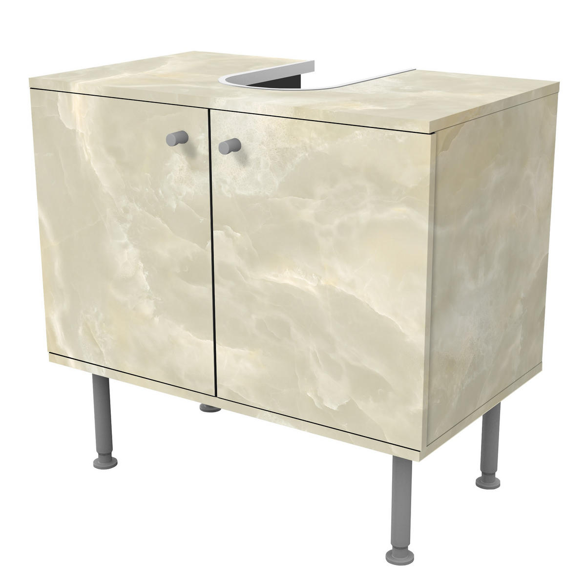 WASCHBECKENUNTERSCHRANK Onyx Marmor Creme 60/55/35 cm - Beige, Holzwerkstoff (60/55/35cm) - Bilderwelten