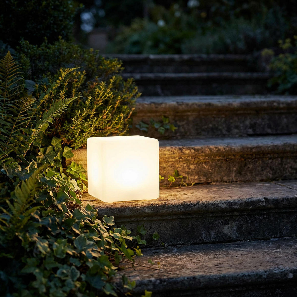 LED AUSSENLEUCHTE Solar Würfelleuchte Weiß - Weiß, Kunststoff (20/20/21cm)