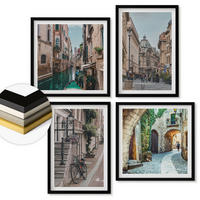WANDBILDER 4er-Set - 50x50 cm & 40x60 cm Schwarzer Rahmen - Venezianische Straßen Wasserarchitektur - Schwarz, Kunststoff (50/50cm) - ArtPrintCave