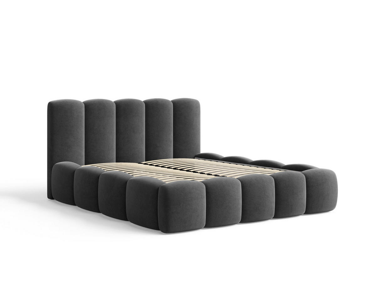 POLSTERBETT 18 - 140x200 cm – Riviera – Gepolstertes Bett mit Metall-Lattenrost - Dunkelgrau, Holz (140/200cm) - ROYAL24_MARKT