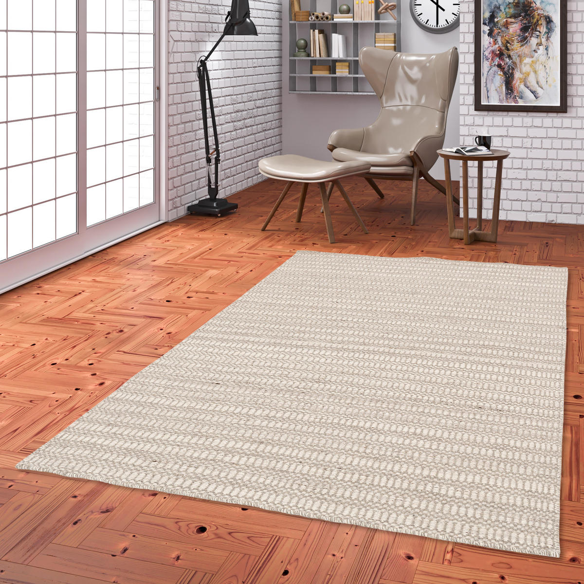 NATUR TEPPICH WOLLE SKANDI MELIERT - Grau, Textil (140/200cm) - Pergamon