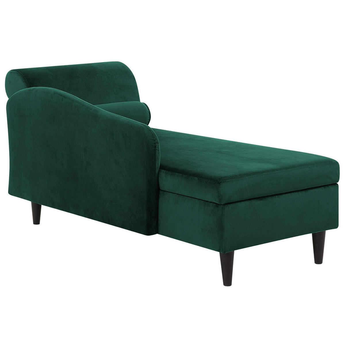 CHAISELONGUE Samtstoff smaragdgrün rechtsseitig Luiro - Schwarz/Grün, Textil (160/77/70cm) - Beliani
