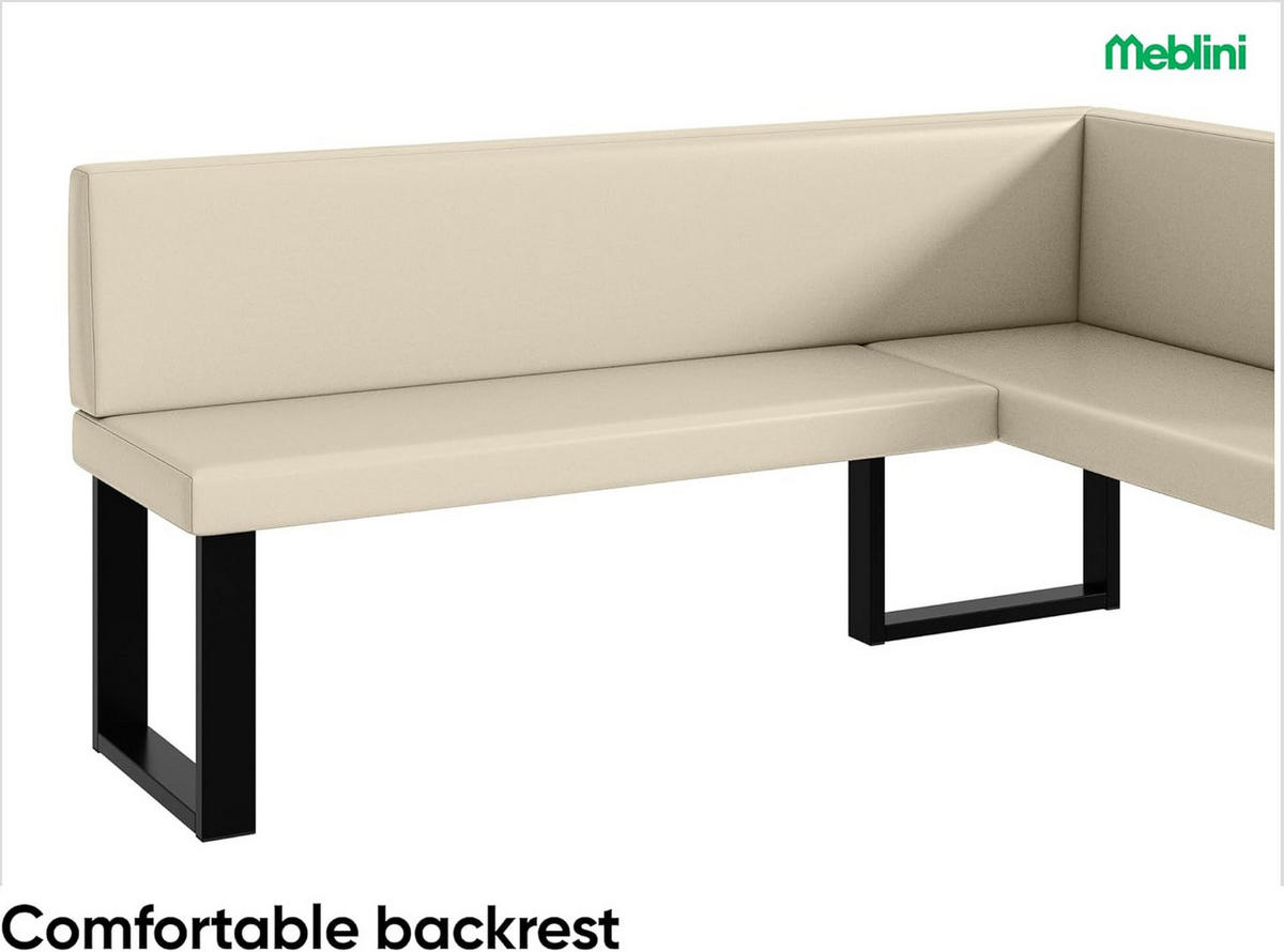 ECKBANK TONI_U - Creme, Leder (128/168cm) - Meblini