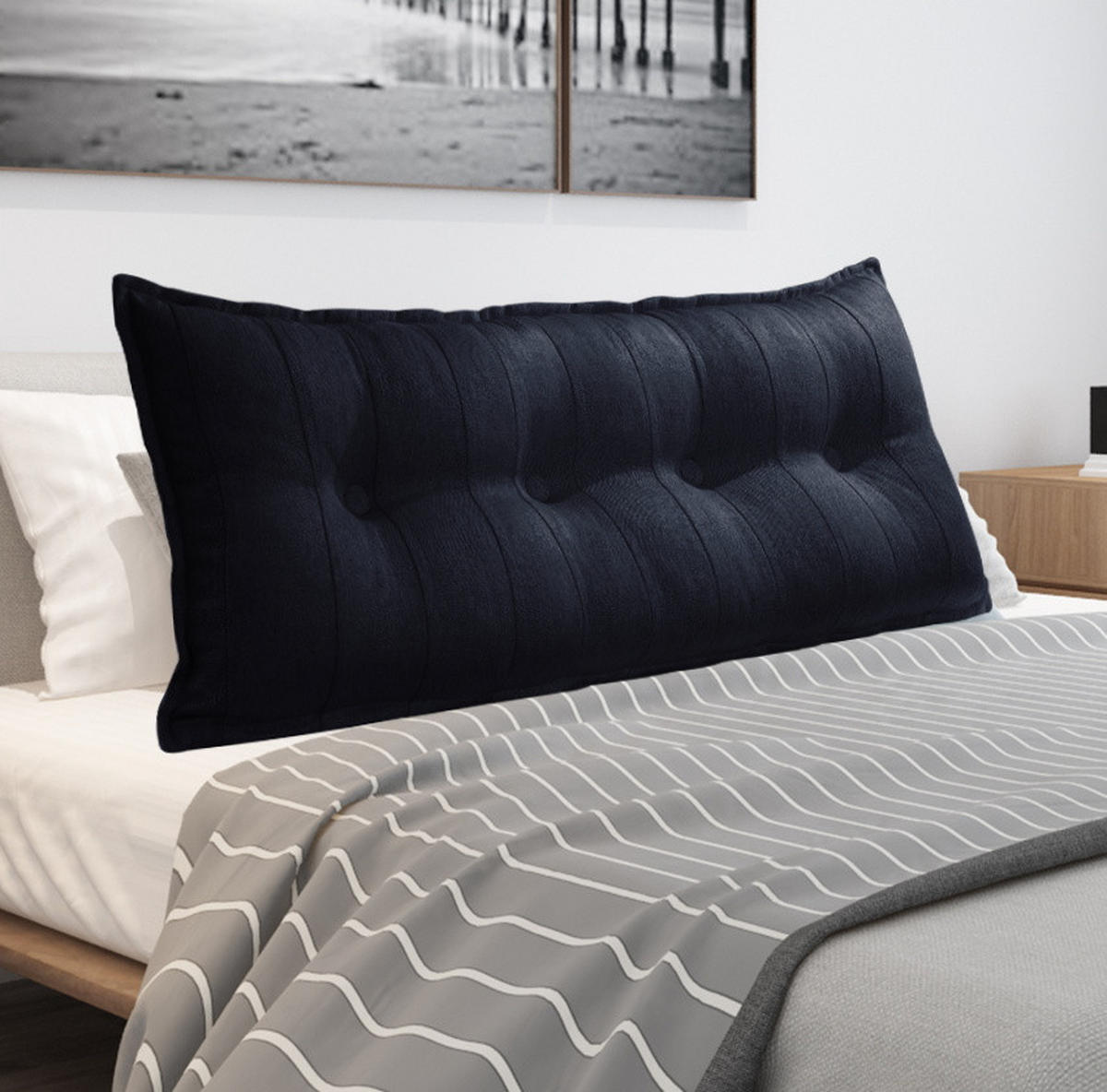 RÜCKENKISSEN Leinenlook Anthracite 120 cm - Anthrazit, Textil (45/120cm) - Vercart