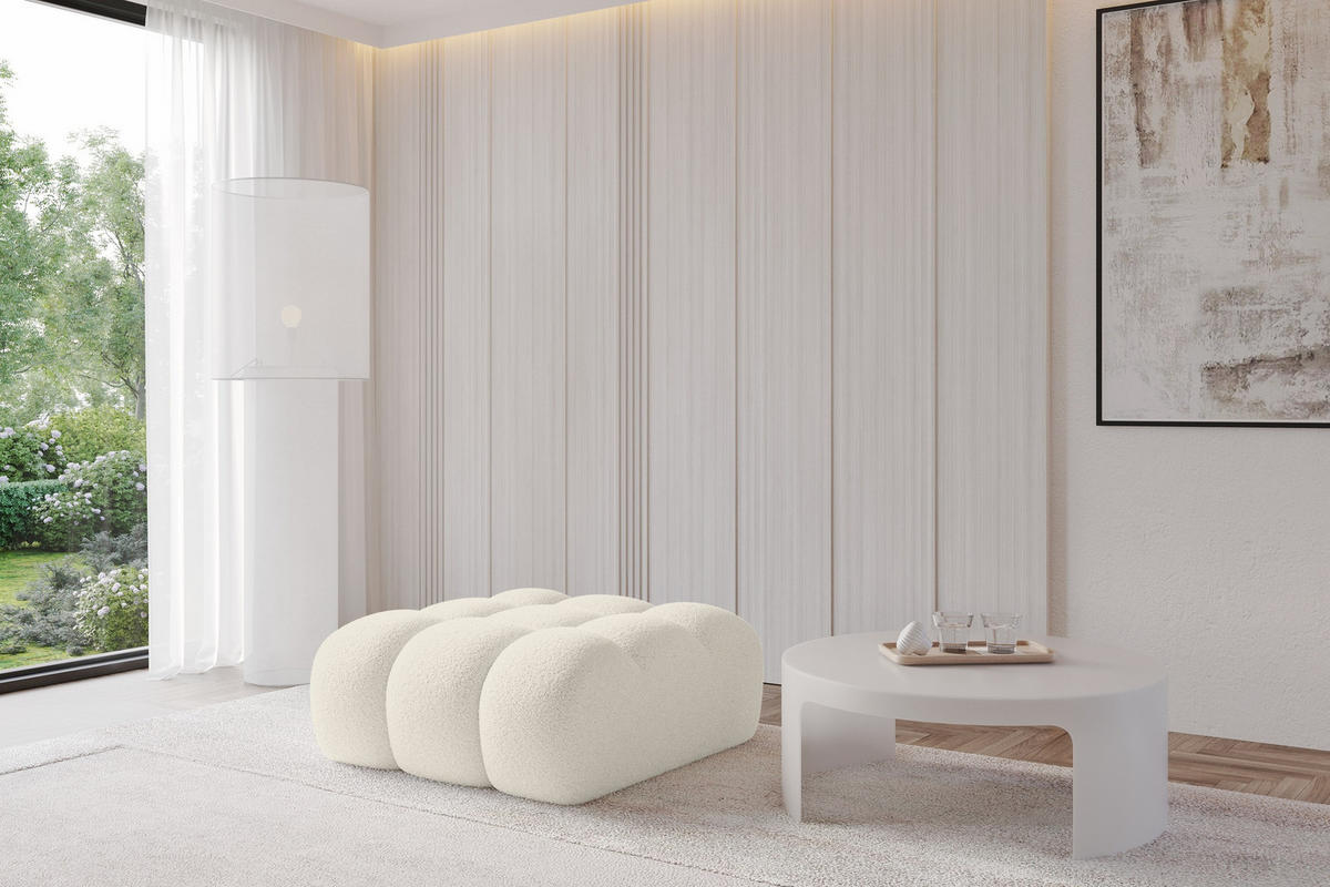 TABURET OLEA-PUF 91x87x44 cm Béžová Buklé - černá/písková barva, kompozitní dřevo/textil (91/44/87cm) - ALTDECOR