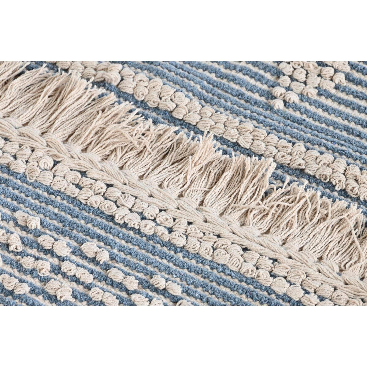 TEPPICH 180 x 120 x 2 cm Blau Baumwolle Weiß Boho - Weiß, Naturmaterialien (120/180cm) - DKD Home Decor