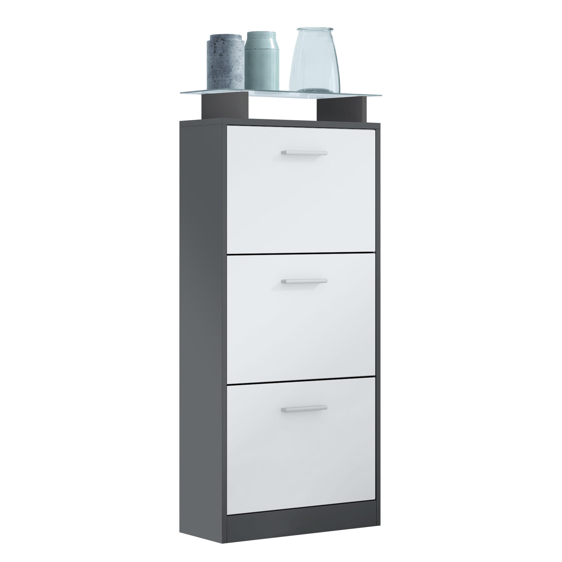 SCHUHSCHRANK Lavia Front in Weiß matt - Weiß, Holzwerkstoff (46/128/23cm) - Vladon