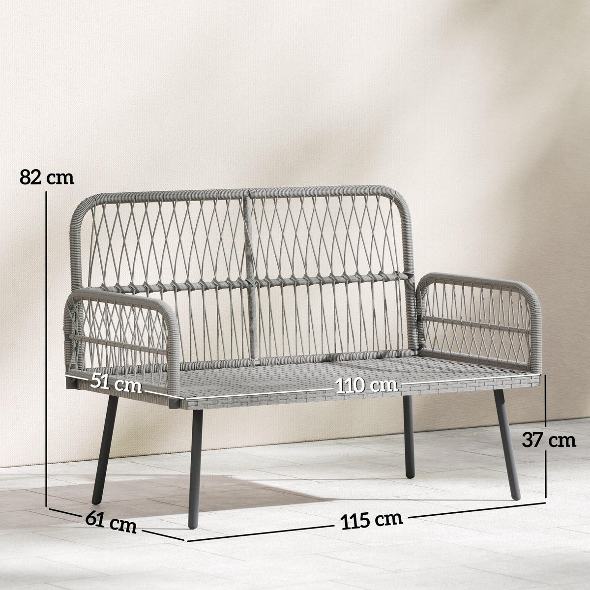 GARTENBANK DE-13512 Dunkelgrau - Dunkelgrau, Metall (115/82/61cm) - ComfortXL