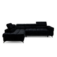ECKSOFA PUDDING L Links mit Schlaffunktion 128x197 Velours Schwarz - Schwarz, Holz/Textil (270/204cm) - Muffo