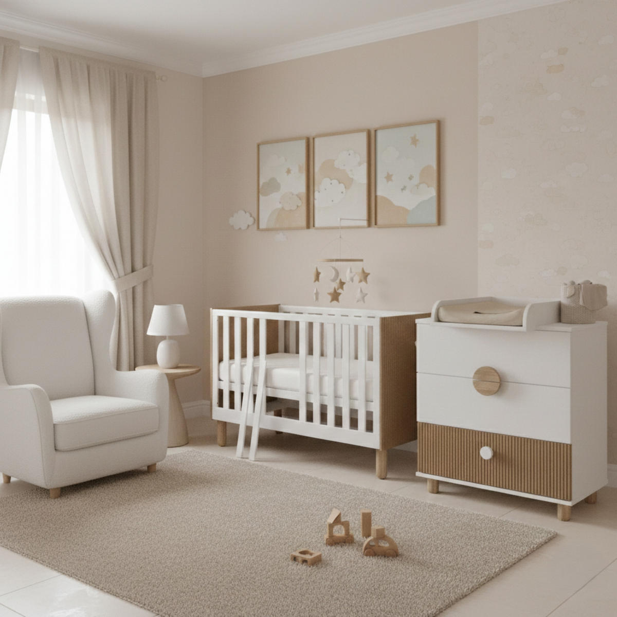 GITTERBETT Bebella - Weiß, Naturmaterialien (60/120cm) - kiki design