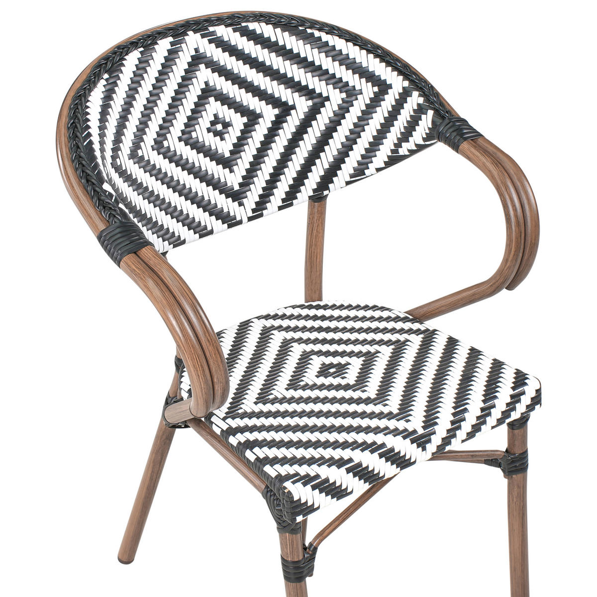 GARTENSTUHL 4er-Set Dunkelbraun Caspri - Dunkelbraun/Schwarz, Kunststoff (57/80/55cm) - Beliani