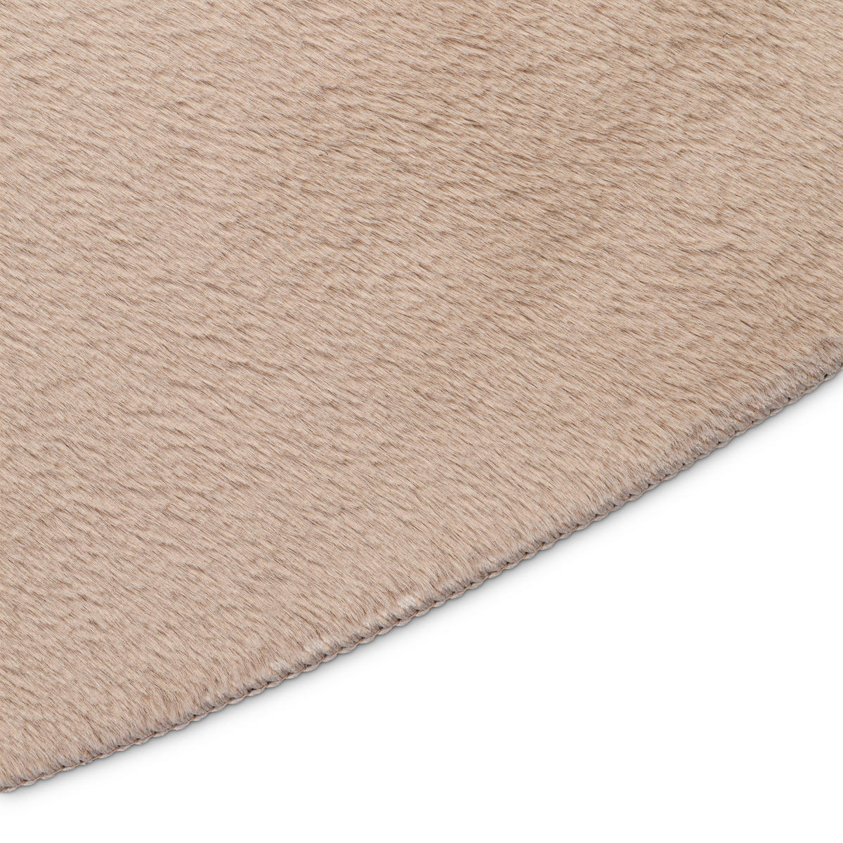 KURZFLORTEPPICH LUMI rund beige kuschelweich waschbar 120/120 cm - Beige, Textil (120/120cm) - Tapiso