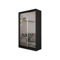 SCHWEBETÜRENSCHRANK Darix 150 cm mit Spiegel, 2-türig, schwarz - Schwarz, Kunststoff (150/216/61cm) - Margaret Hadas24