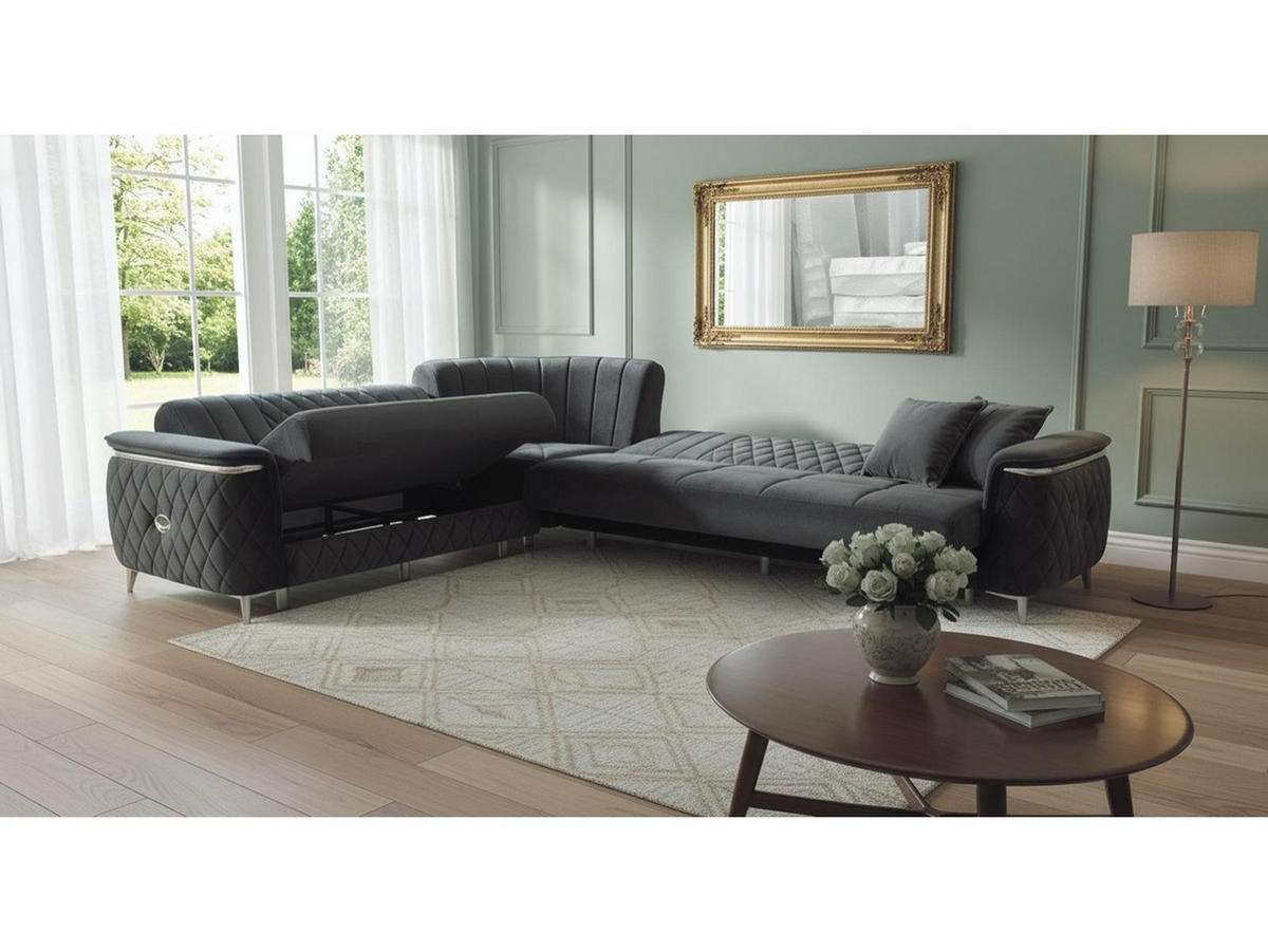 ECKSCHLAFSOFA Pasadena Grau - Schenkel gleich lang - Grau, Holzwerkstoff/Kunststoff (315/315cm) - Villa Möbel