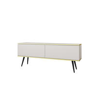 TV-LOWBOARD FORNO (Weiß, Goldene Details, 2 Türen, schwarze Metallfüße, 135 cm) - Schwarz/Weiß, Holz/Holzwerkstoff (135/53/32cm) - Ravio