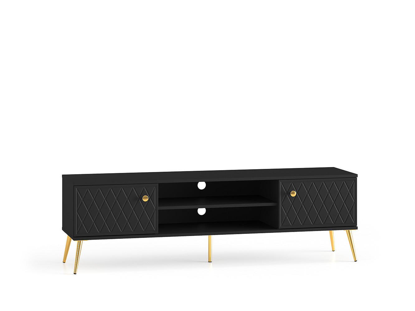 Feldmann-Wohnen Lowboard Schwarz, Gold 160x49x40 cm