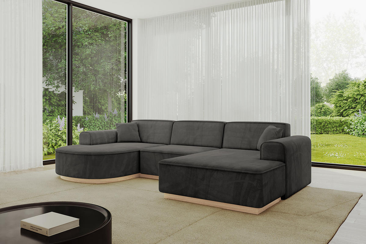WOHNLANDSCHAFT ARRIO-U1 303x171x83 cm Anthrazit - Anthrazit, Holzwerkstoff/Textil (303/83/171cm) - ALTDECOR