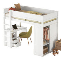 HOCHBETT 90/200 cm in Weiß mit Schreibtisch, Kleiderschrank und Schubladen - Weiß, Holz (90/200cm) - Flora Grace