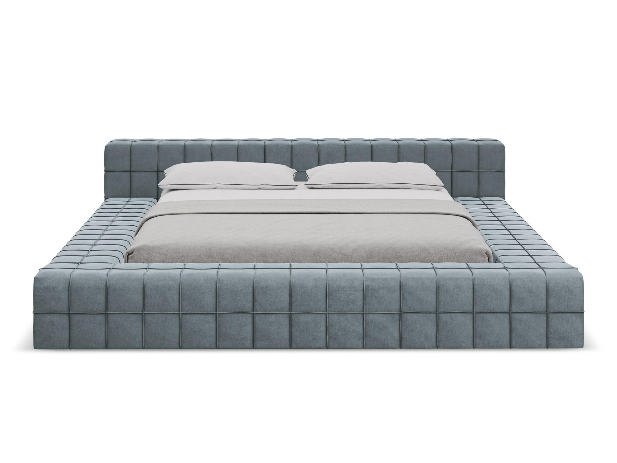 POLSTERBETT mit Lattenrost 220x260 Blau - Blau/Schwarz, Kunststoff/Textil (160/200cm) - Makamii