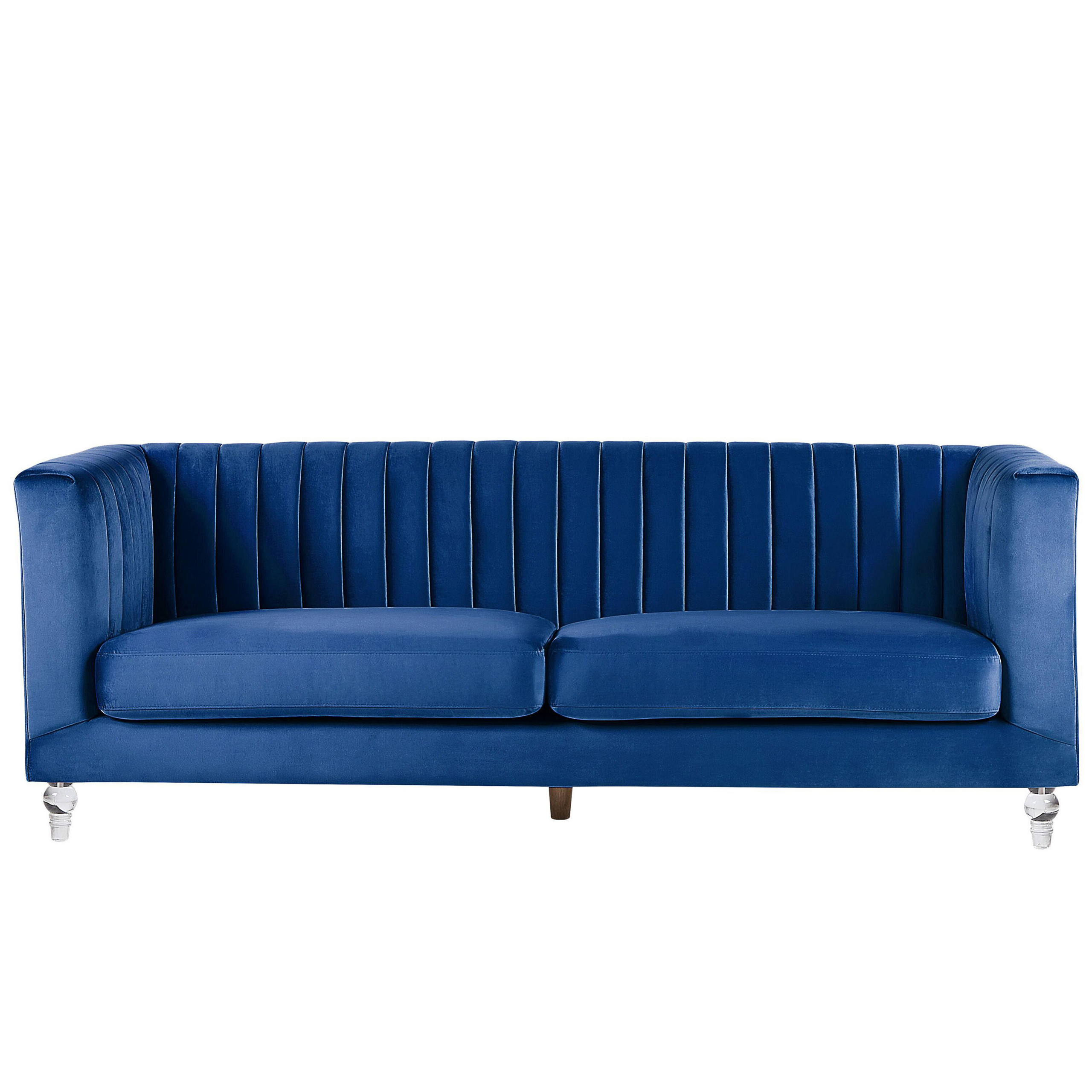 3-SITZER-SOFA Samtstoff Kobaltblau Arvika - Hellblau, Textil (204/75/78cm) - Beliani