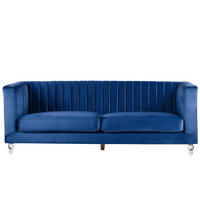 3-SITZER-SOFA Samtstoff Kobaltblau Arvika - Hellblau, Textil (204/75/78cm) - Beliani