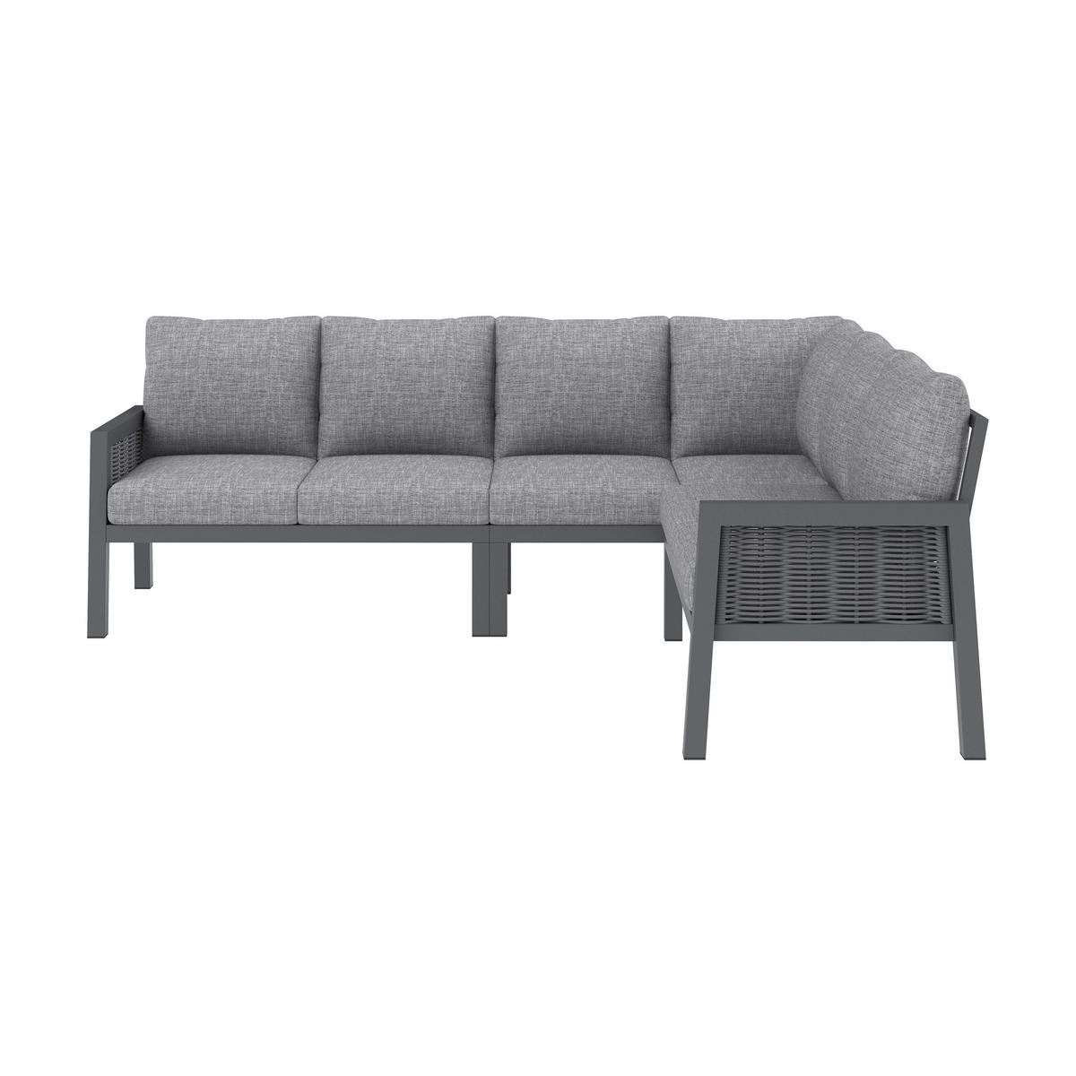GARTENMÖBEL-SET 8 Personen, Eckstellung, Beinhaltet Esstische, Bänke und Sofas, Grau - Grau, Textil - Kaket