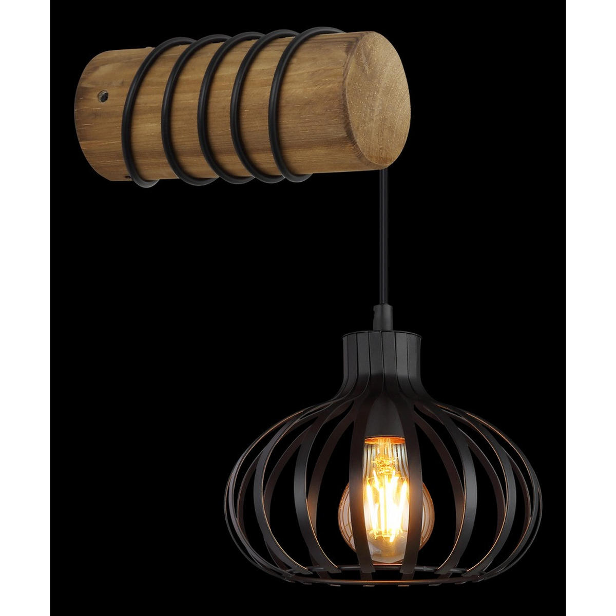 WANDLEUCHTE CALDWELL Holz braun Retro, mit Steckdose - Braun, Holz (20/59/29cm) - Globo Lighting