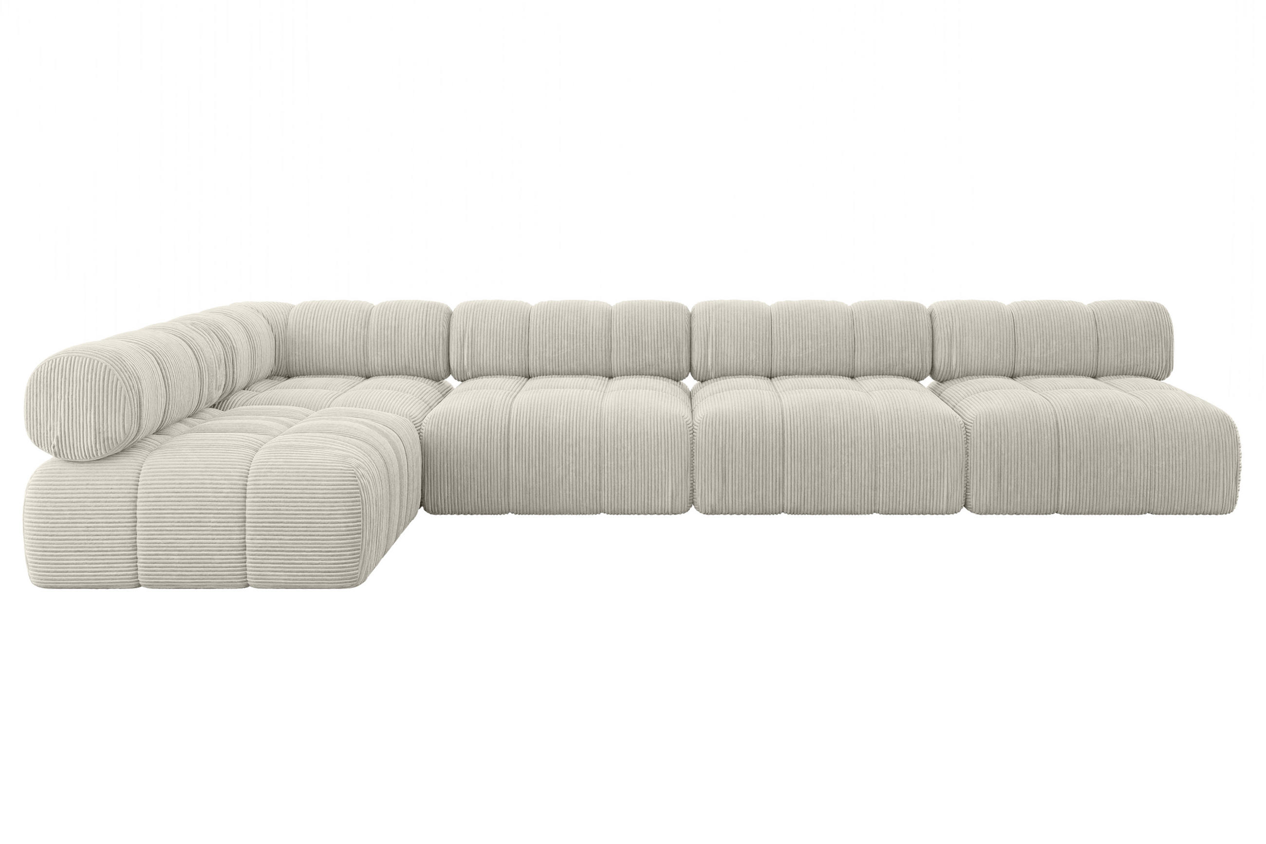 ECKSOFA modulares Sofa Samaro-L3 - 380x190x70 cm Creme Cord - Hellgrau/Creme, Holzwerkstoff/Textil (380/190cm) - ALTDECOR