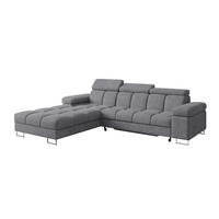 ECKSOFA mit Schlaffunktion Ottomane Links COMA L 271x203x79 Grau Velours - Grau, Holzwerkstoff/Textil (271/203cm) - ALTDECOR