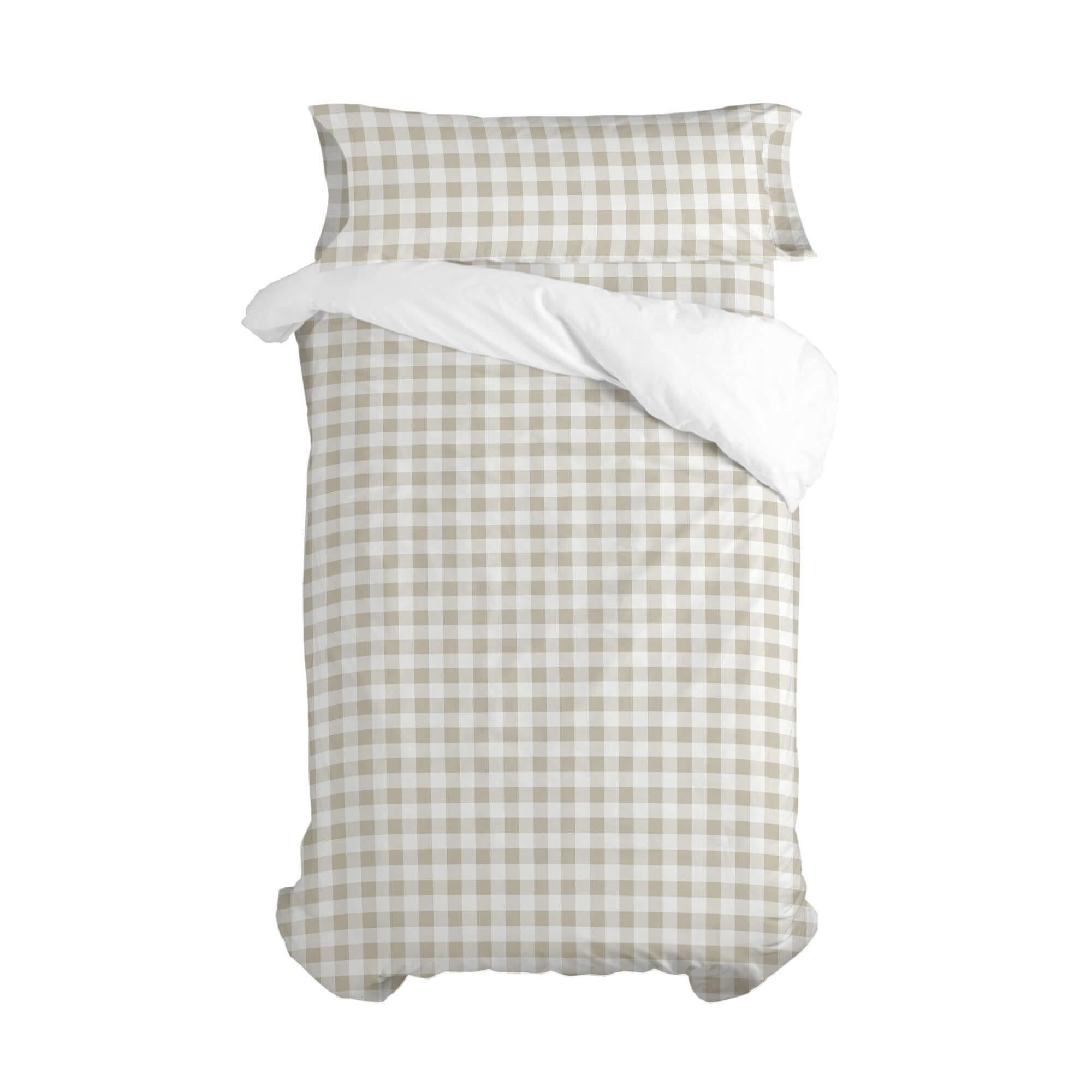 BETTBEZUG 2er-Set teiliges vichy 155x220 cm (komfortgrösse) beige - Beige, Textil (155/220cm) - Happy Friday