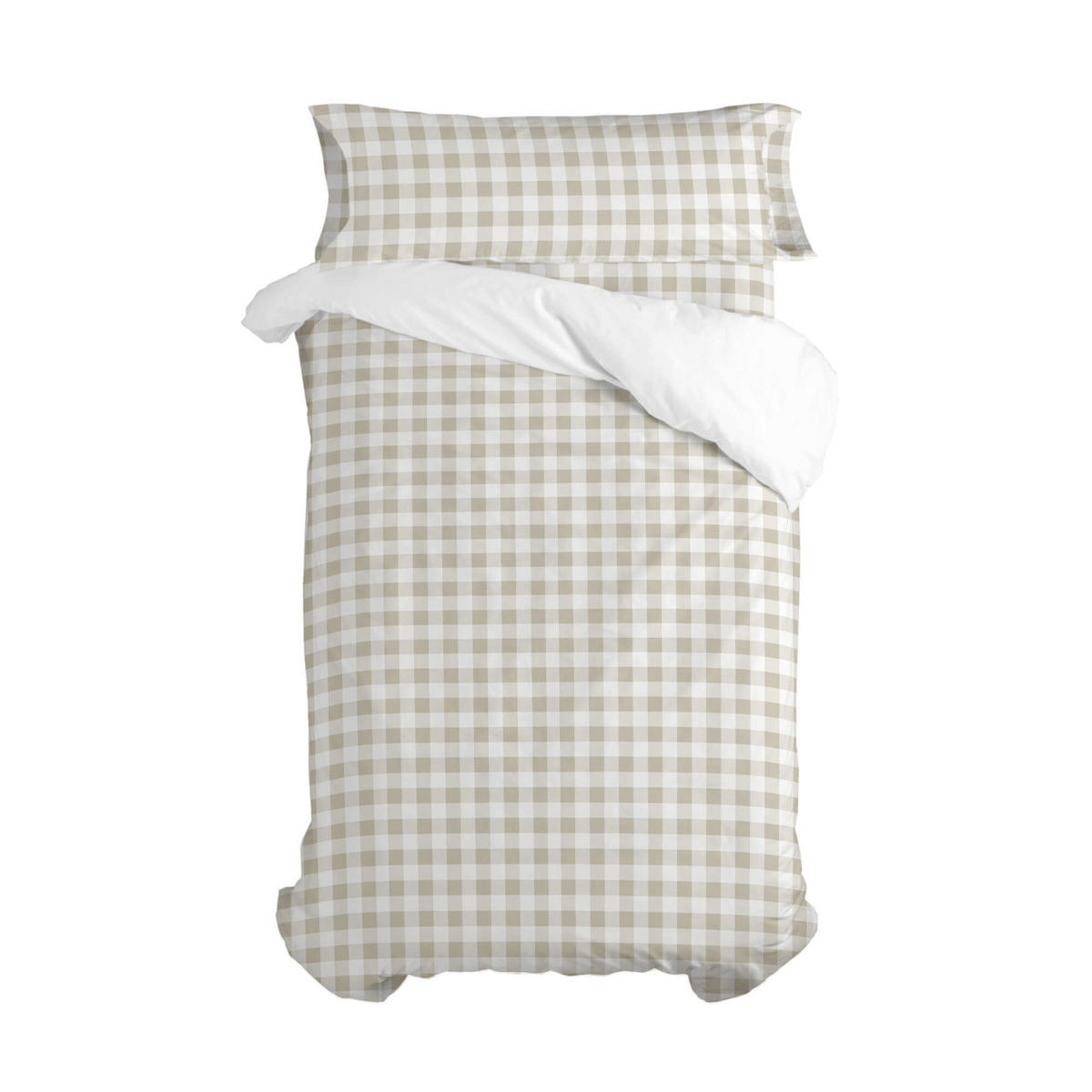 BETTBEZUG 2er-Set teiliges vichy 155x220 cm (komfortgrösse) beige - Beige, Textil (155/220cm) - Happy Friday
